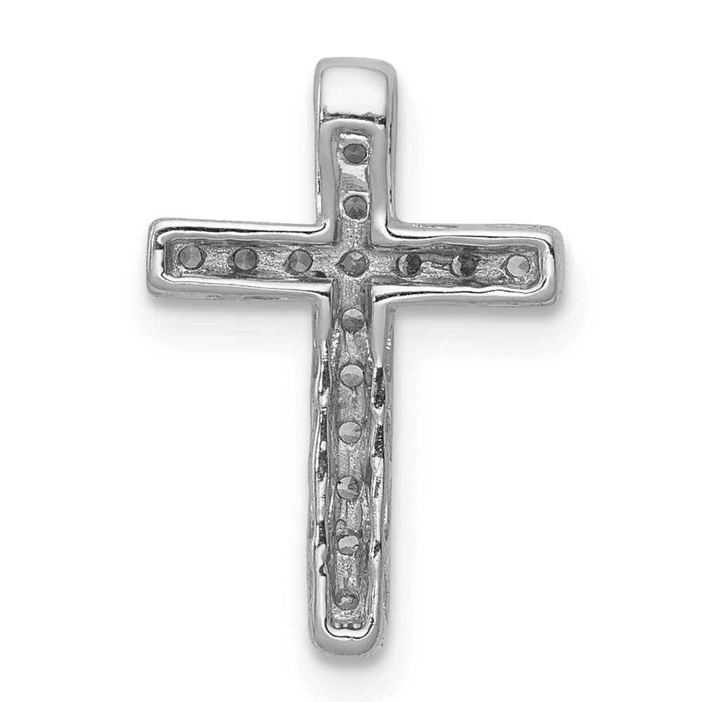 14k White Gold 1/6ct. Real Diamond Latin Cross Chain Slide