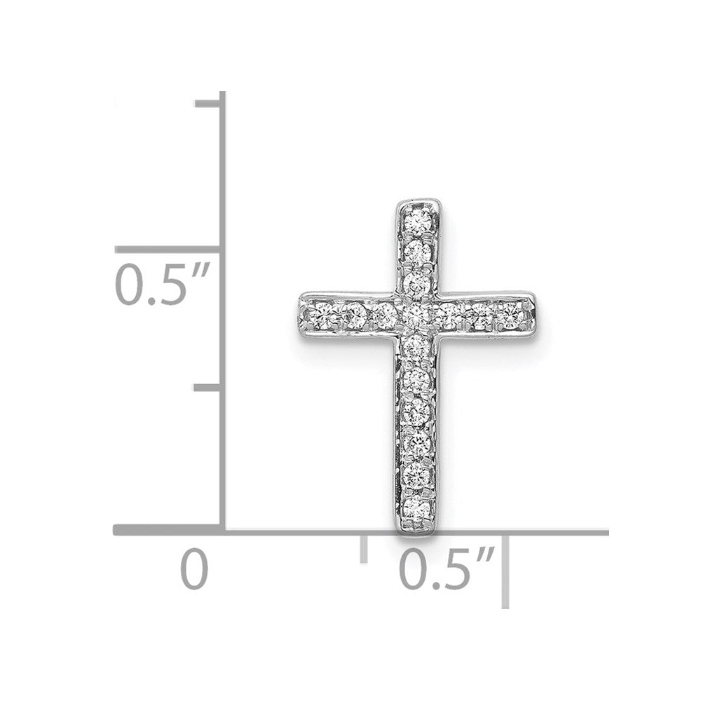 14k White Gold 1/6ct. Real Diamond Latin Cross Chain Slide