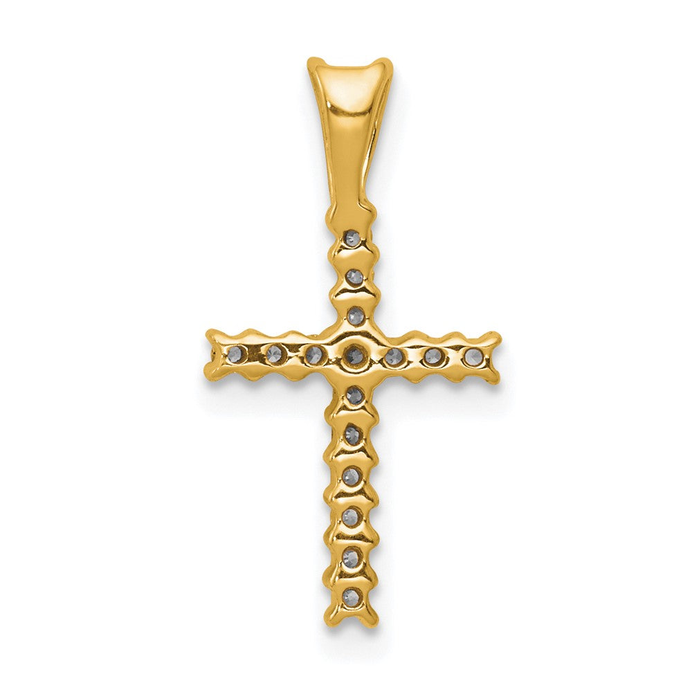 14k Yellow Gold 1/6ct. Real Diamond Latin Cross Pendant