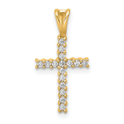 14k yellow gold 1 6ct real diamond latin cross pendant pm4973 016 ya