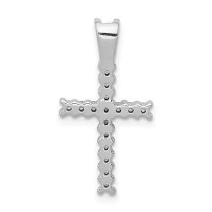 14k White Gold 1/4ct. Real Diamond Latin Cross Pendant