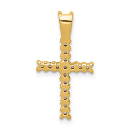 14k Yellow Gold and Rhodium Real Diamond Latin Cross Pendant