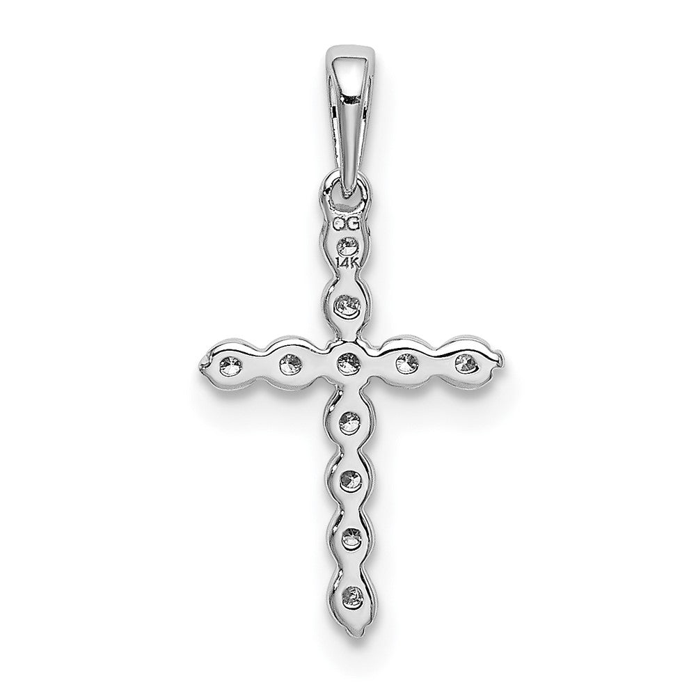 14k White Gold 1/10ct. Real Diamond Cross Pendant