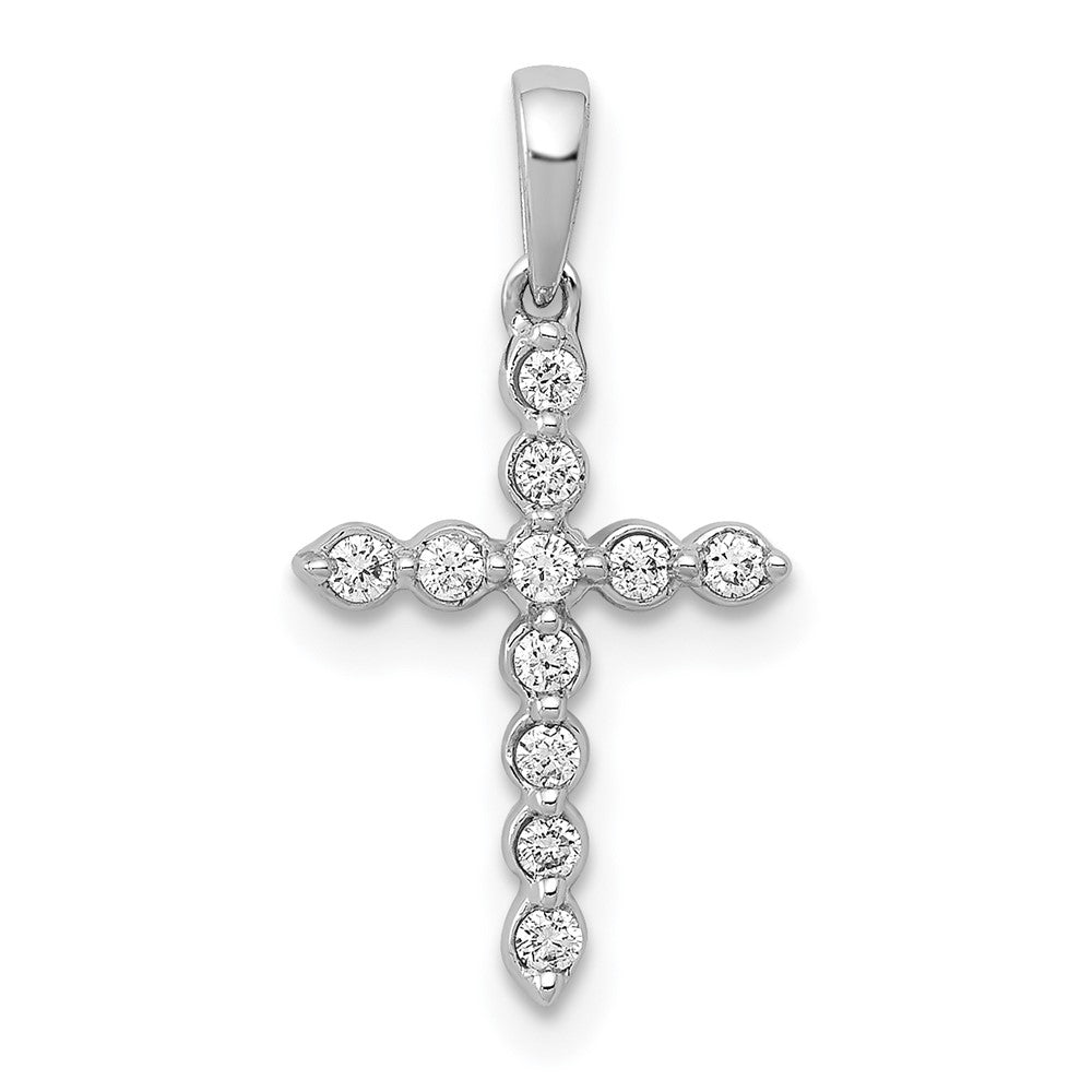 14k White Gold 1/10ct. Real Diamond Cross Pendant