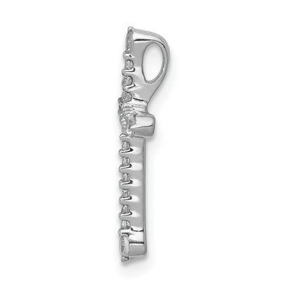14k White Gold 1/5ct. Real Diamond Cross Chain Slide