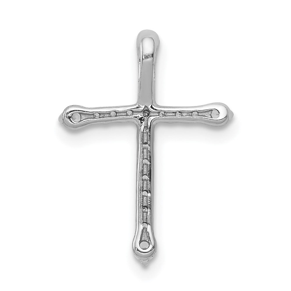 14k White Gold 1/5ct. Real Diamond Cross Chain Slide