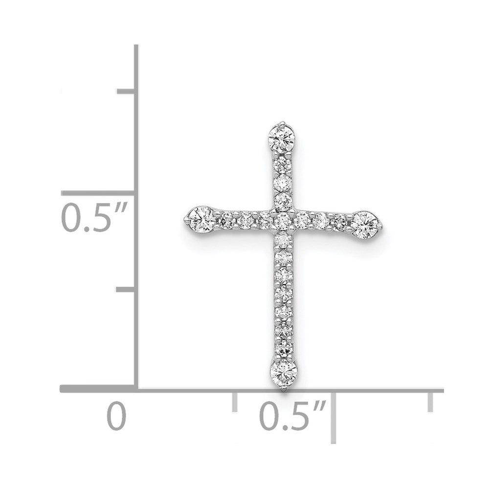 14k White Gold 1/5ct. Real Diamond Cross Chain Slide