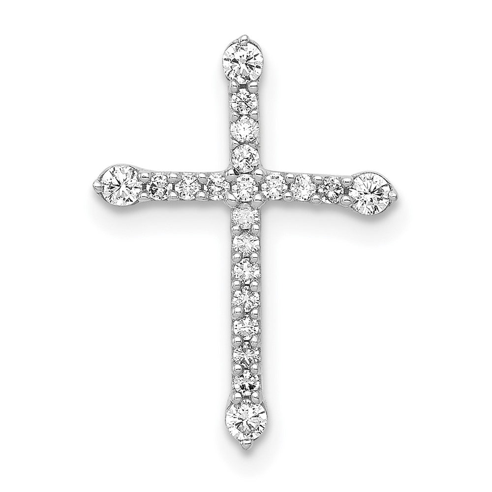 14k White Gold 1/5ct. Real Diamond Cross Chain Slide
