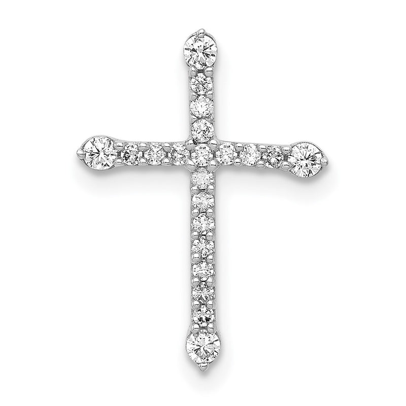 14k White Gold 1/5ct. Real Diamond Cross Chain Slide