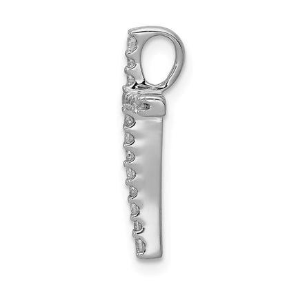 14k White Gold 1/5ct. Real Diamond Latin Cross Chain Slide