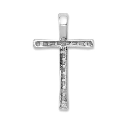 14k White Gold 1/5ct. Real Diamond Latin Cross Chain Slide