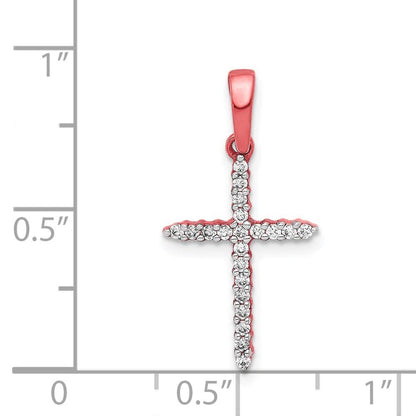 10K Rose Gold 1/6ct. Simulated Diamond Cross Pendant