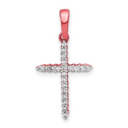 10K Rose Gold 1/6ct. Simulated Diamond Cross Pendant