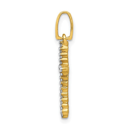 925 Yellow Gold Plated Sterling Silver 1/6ct. Simulated Diamond Cross Pendant