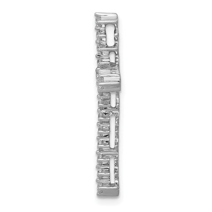 14k White Gold 3/8ct. Real Diamond Cross Chain Slide