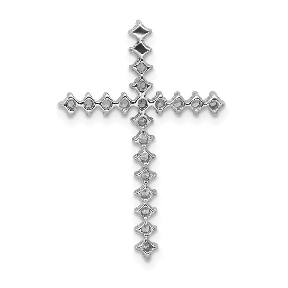 14k White Gold 3/8ct. Real Diamond Cross Chain Slide