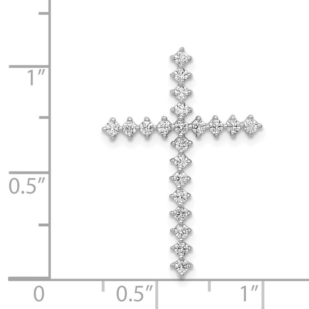 14k White Gold 3/8ct. Real Diamond Cross Chain Slide