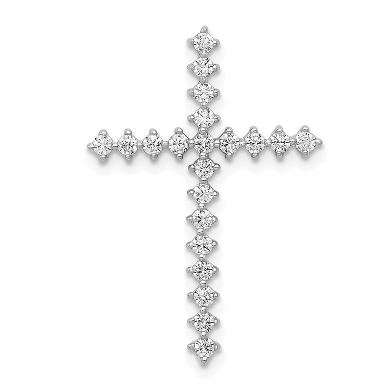 14k White Gold 3/8ct. Real Diamond Cross Chain Slide
