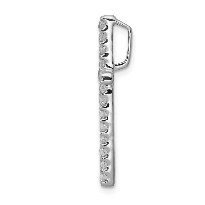 14k White Gold Real Diamond Cross Pendant