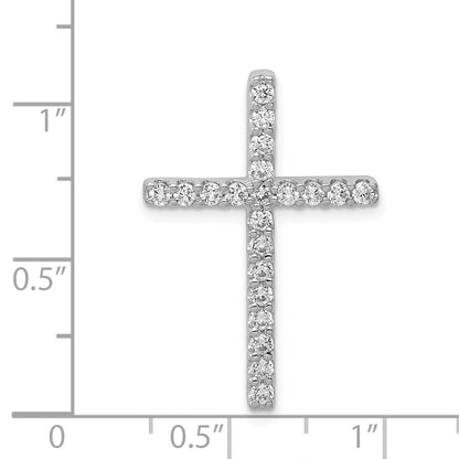 14k White Gold Real Diamond Cross Pendant