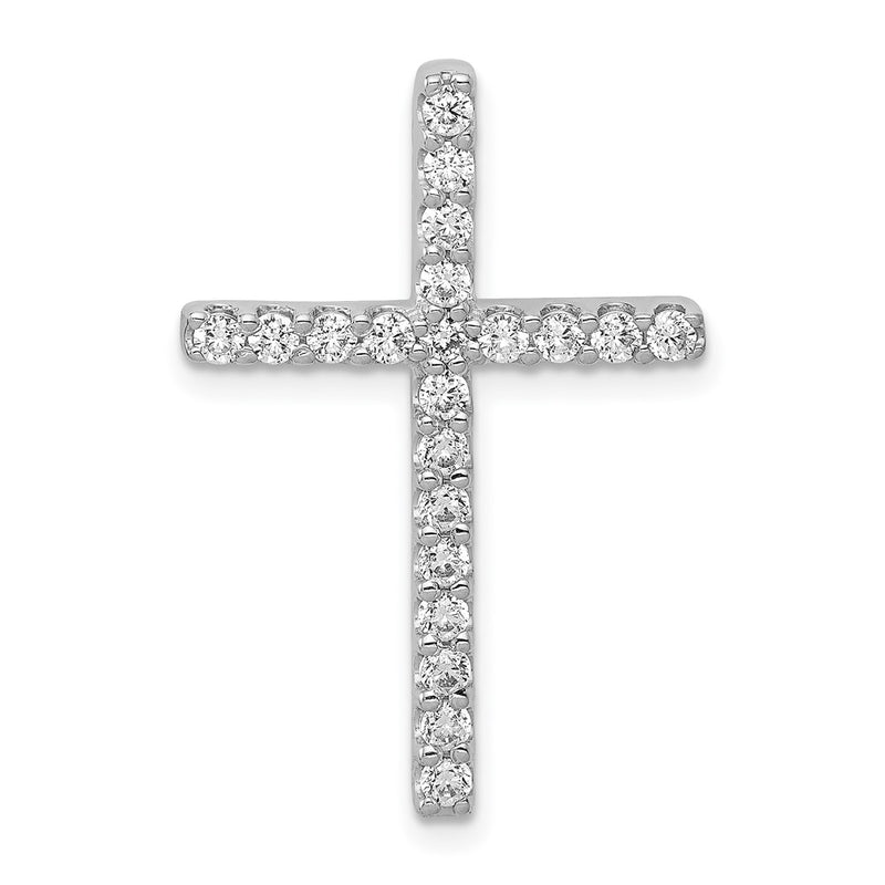 14k White Gold Real Diamond Cross Pendant