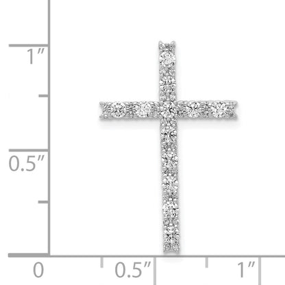 14k White Gold Real Diamond Latin Cross Pendant
