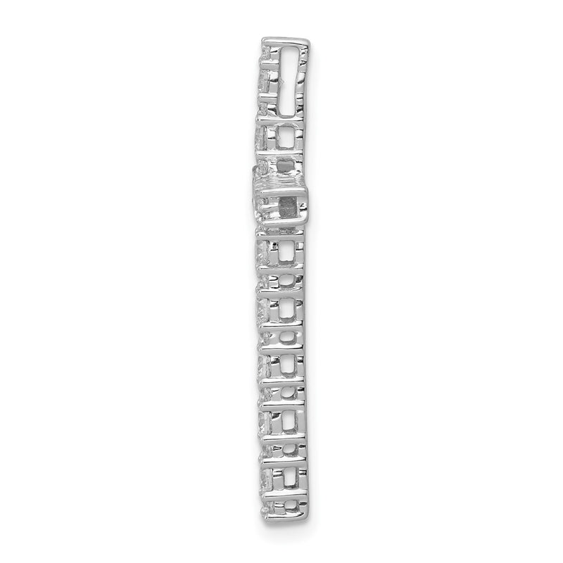 14k White Gold 3/4ct. Real Diamond Latin Cross Chain Slide