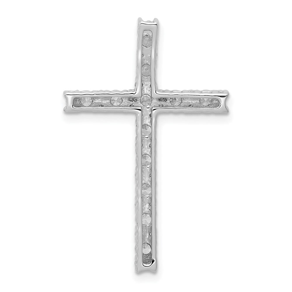 14k White Gold 3/4ct. Real Diamond Latin Cross Chain Slide