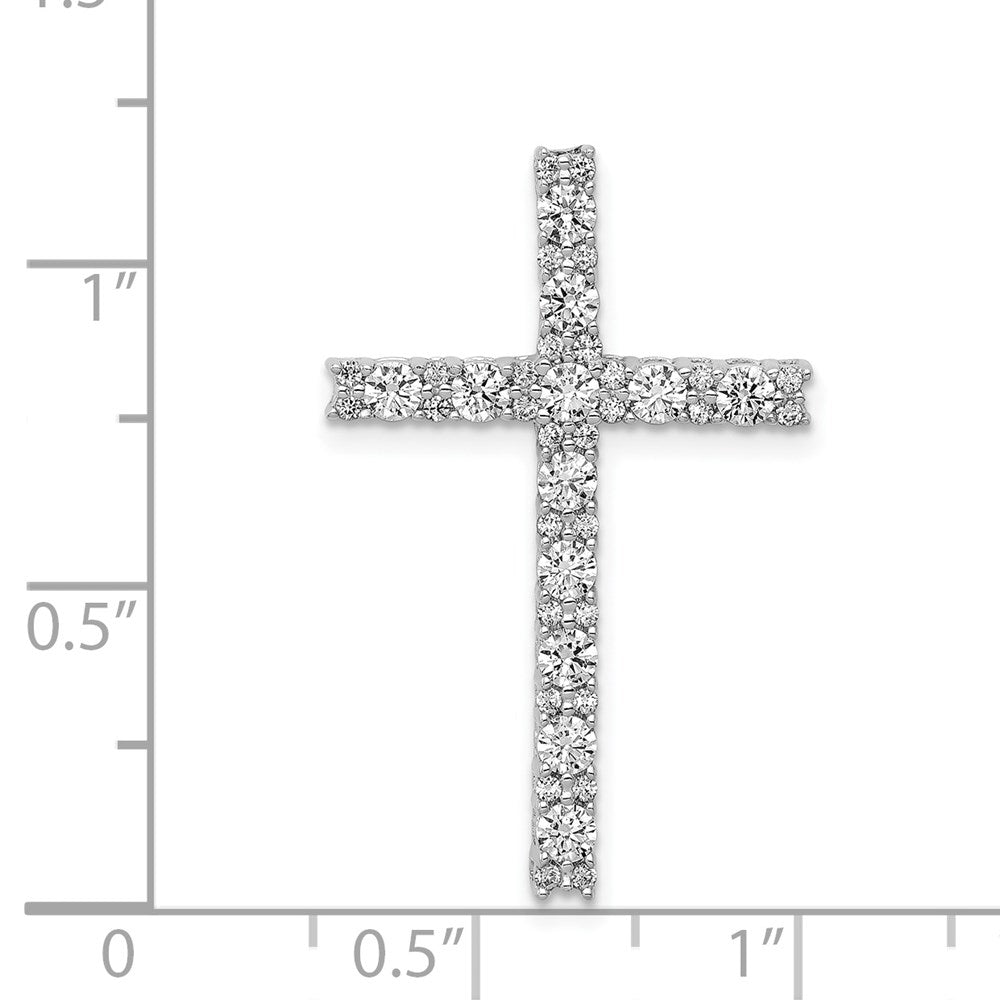 14k White Gold 3/4ct. Real Diamond Latin Cross Chain Slide