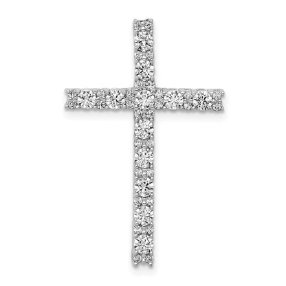 14k White Gold 3/4ct. Real Diamond Latin Cross Chain Slide