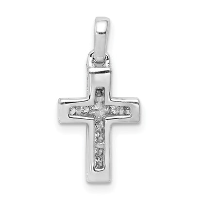14k White Gold 1/6ct. Real Diamond Latin Cross Pendant