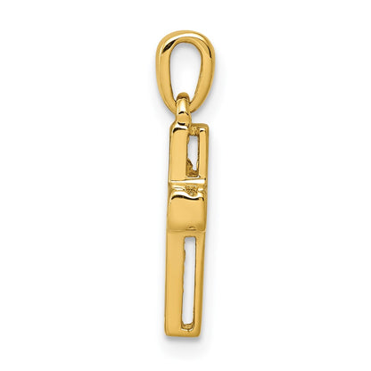 14K Yellow Gold 1/6ct. Real Diamond Latin Cross Pendant