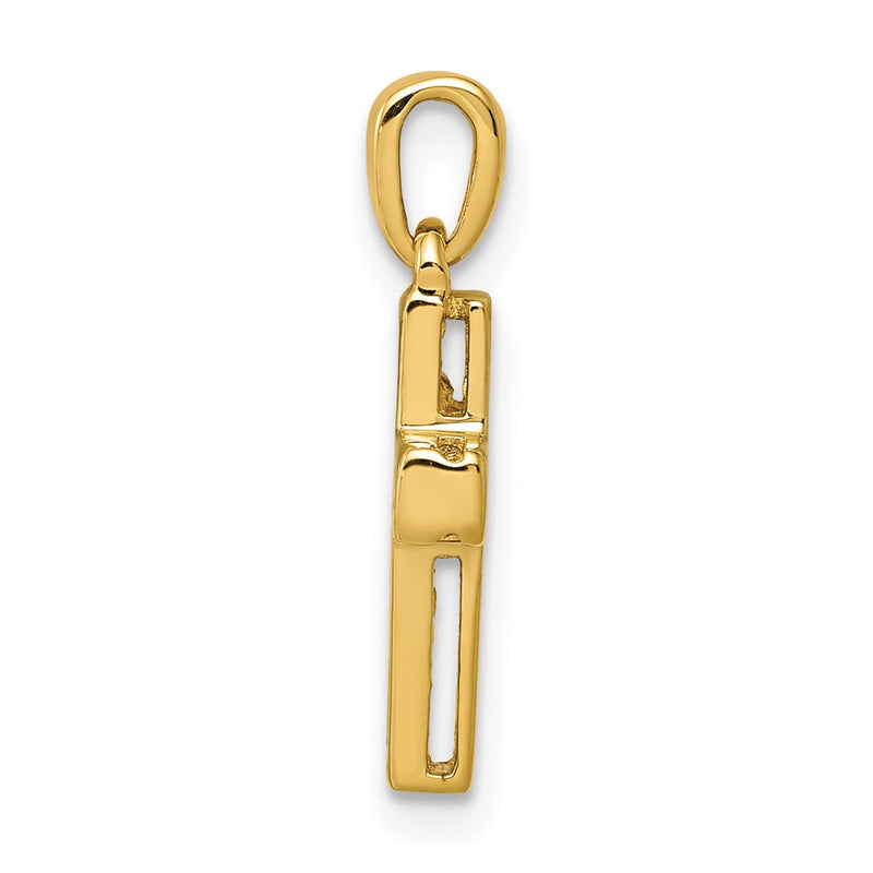 14K Yellow Gold 1/6ct. Real Diamond Latin Cross Pendant