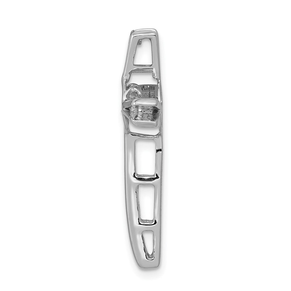 14k White Gold 1/15ct. Vibrant Moving Real Diamond Cross Chain Slide