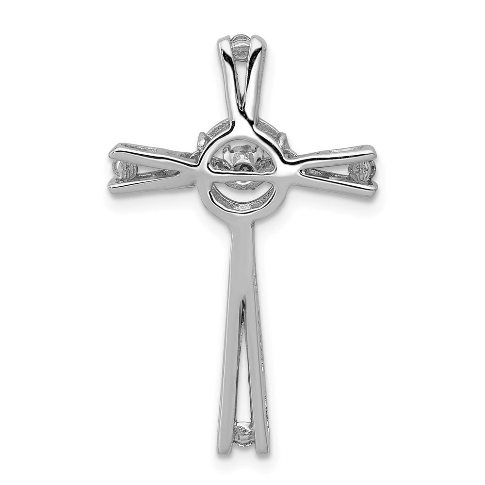 14k White Gold 1/15ct. Vibrant Moving Real Diamond Cross Chain Slide