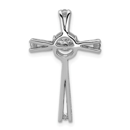 14k White Gold 1/15ct. Vibrant Moving Real Diamond Cross Chain Slide