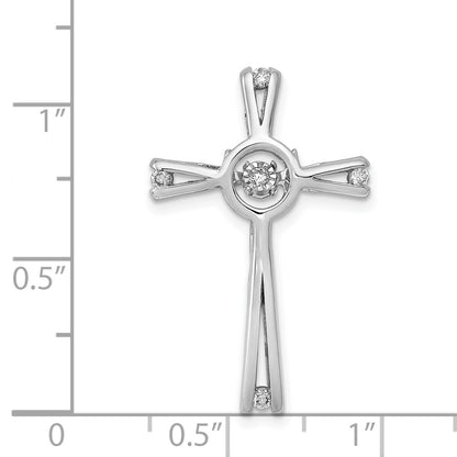 14k White Gold 1/15ct. Vibrant Moving Real Diamond Cross Chain Slide