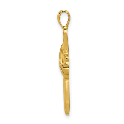 14K Yellow Gold AA Real Diamond Cross Pendant