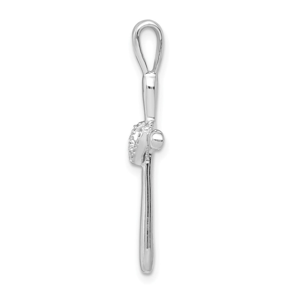 14k White Gold 1/10ct. Real Diamond Cross w/Heart Pendant