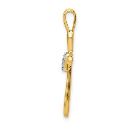 14K Yellow Gold Real Diamond Cross w/Heart Pendant
