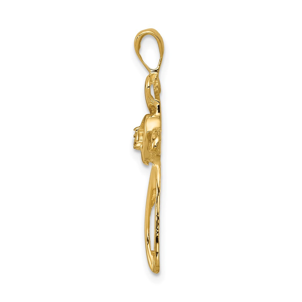 14K Yellow Gold AA Real Diamond Cross Pendant