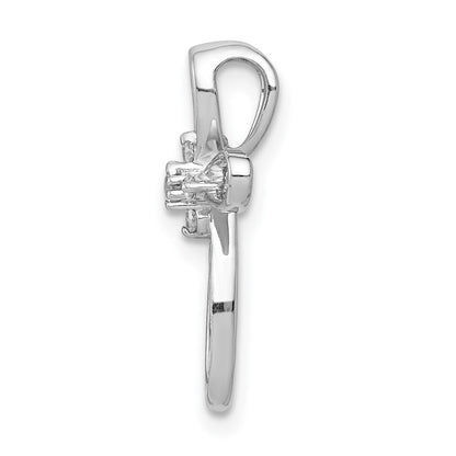 14k White Gold 1/20ct. Real Diamond Cross Chain Slide