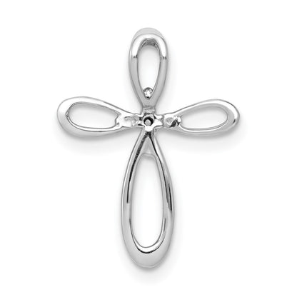 14k White Gold 1/20ct. Real Diamond Cross Chain Slide