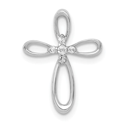14k White Gold 1/20ct. Real Diamond Cross Chain Slide