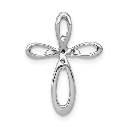 14k White Gold 1/10ct. Real Diamond Cross Chain Slide