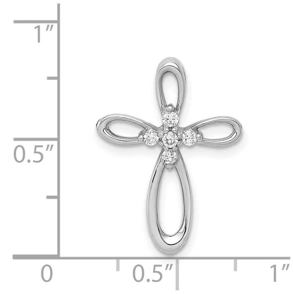 14k White Gold 1/10ct. Real Diamond Cross Chain Slide