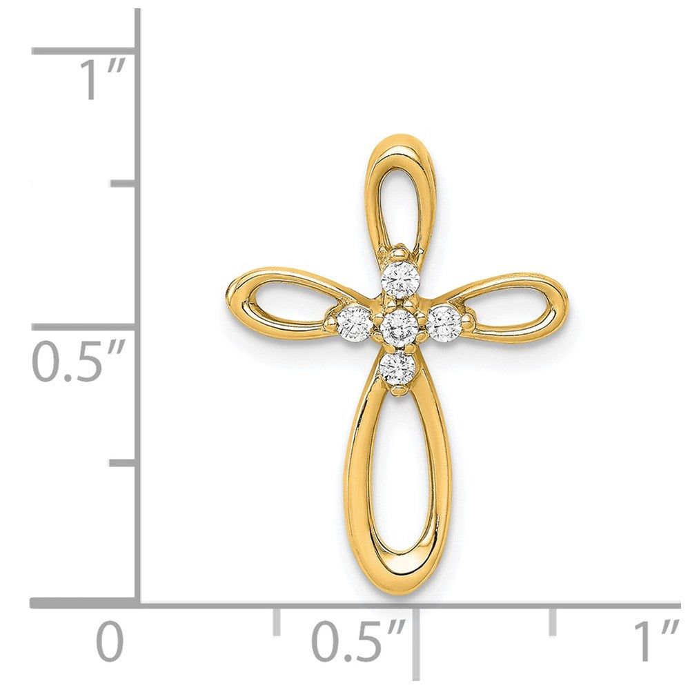 14K Yellow Gold 1/10ct. Real Diamond Cross Chain Slide