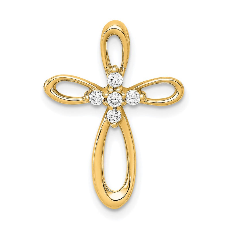 14K Yellow Gold 1/10ct. Real Diamond Cross Chain Slide