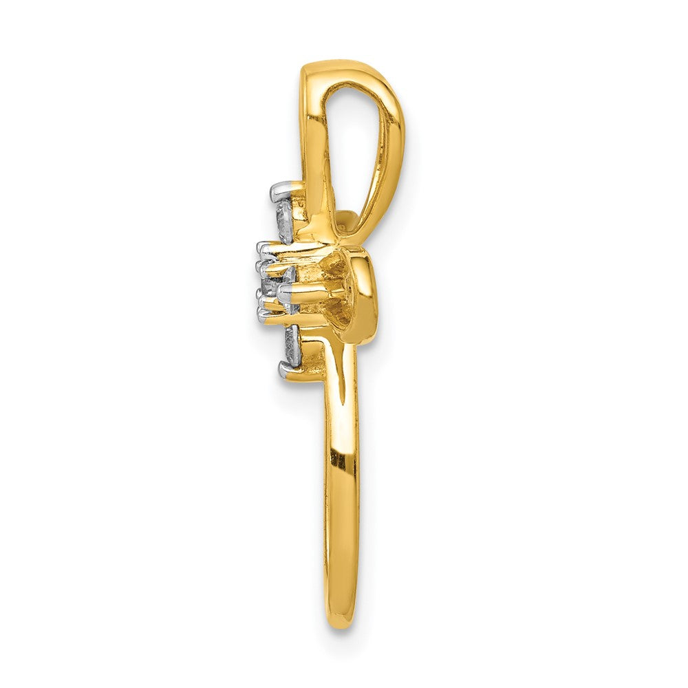 14K Yellow Gold 1/5ct. Real Diamond Cross Chain Slide