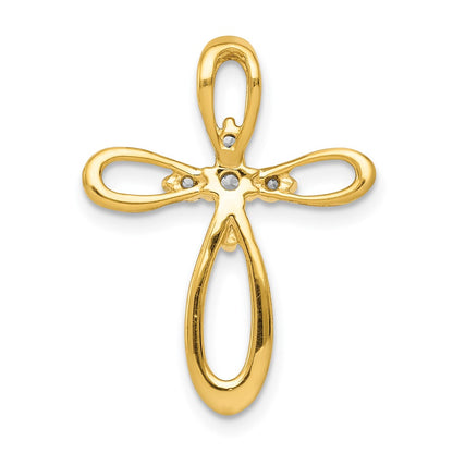 14K Yellow Gold 1/5ct. Real Diamond Cross Chain Slide